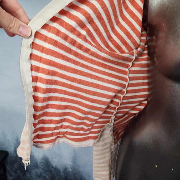 Columbia Melody Spring Fleece Lined Orange Stripe Hooded Jacket | Women's Medium - Picture 2 of 16